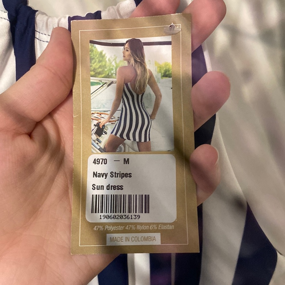 Open back navy stripe sun dress. Size medium never worn